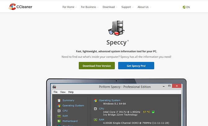 an image with Speccy homepage 