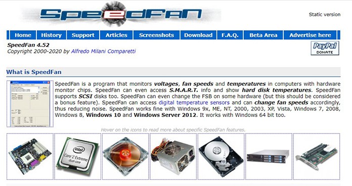 an image with SpeedFan homepage 