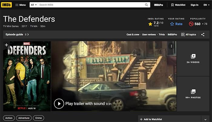 an image with The Defenders documentary on IMDb.com site