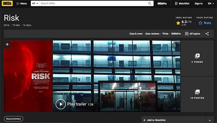 an image with Risk documentary on IMDb.com site