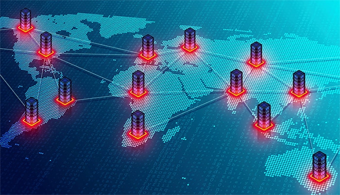an image with VPN server locations over the world 3d illustration 