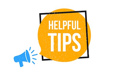 an image with megaphone saying helpful tips 