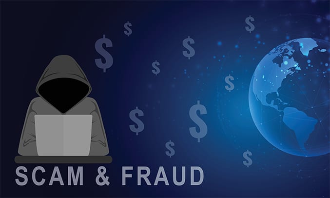 an image with vector illustration of scam and fraud 