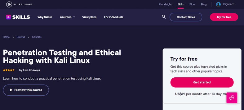 Penetration Testing and Ethical Hacking – Pluralsight