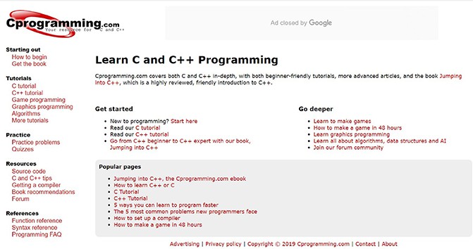 an image with C Programming homepage 