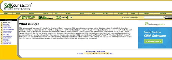 an image with SQL homepage 