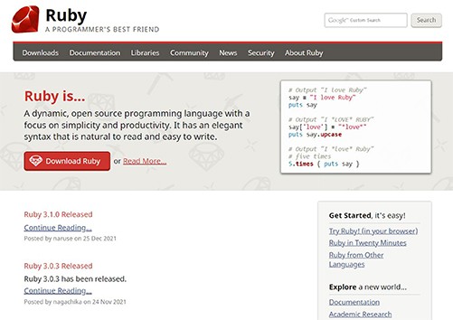 an image with Ruby homepage 