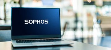 an image with Sophos background on laptop 