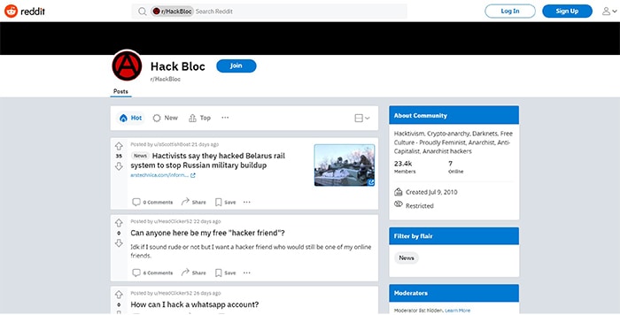 an image with HackBloc screenshot from Reddit
