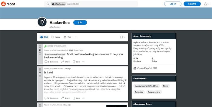 an image with hackersec screenshot from Reddit