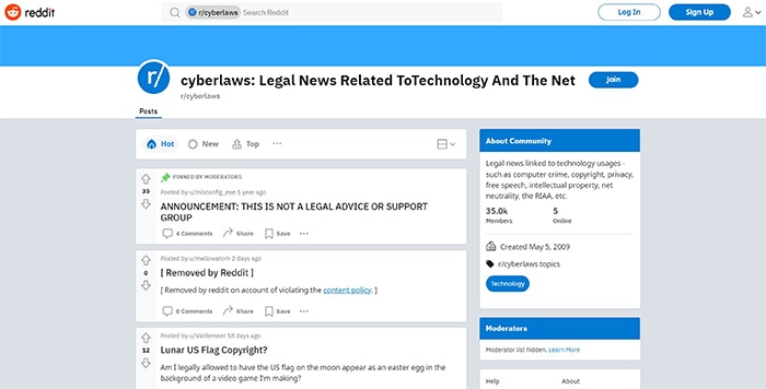 an image with cyberlaws screenshot from Reddit