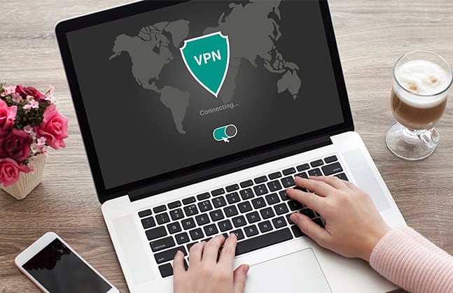 an image with VPN activated on laptop 