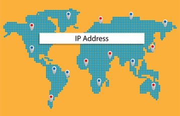 an image with IP Address and other networks on world background. vector illustration 