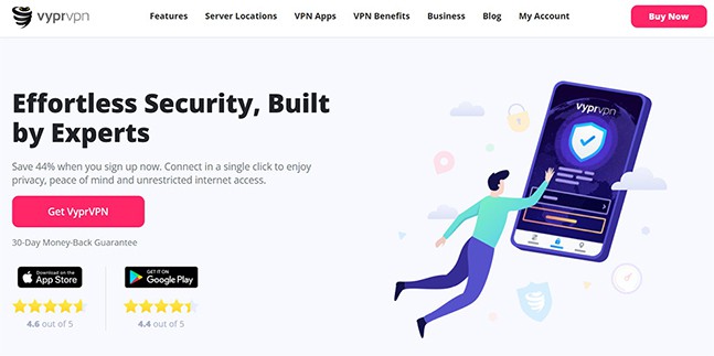 an image with VyprVPN homepage screenshot