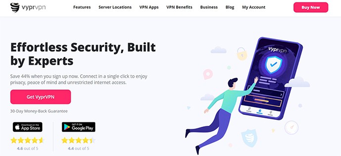 an image with VyprVPN homepage screenshot