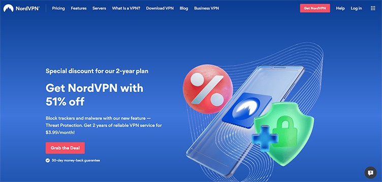 an image with NordVPN homepage screenshot