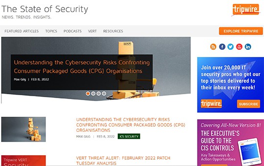 an image with The State of Security-Tripwire homepage
