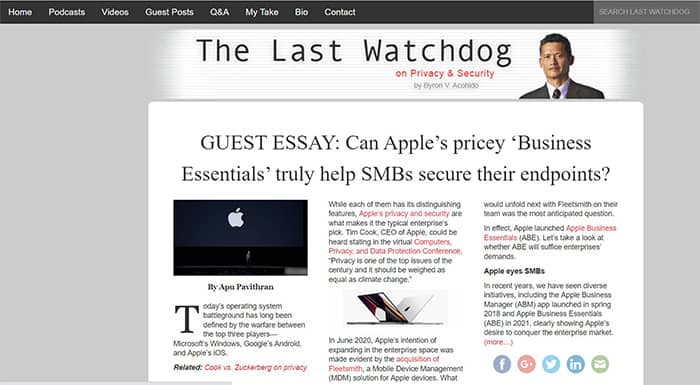 an image with The Last Watchdog homepage 