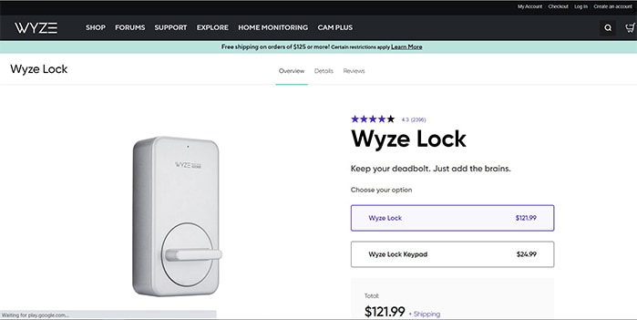 an image with Wyze Lock homepage 