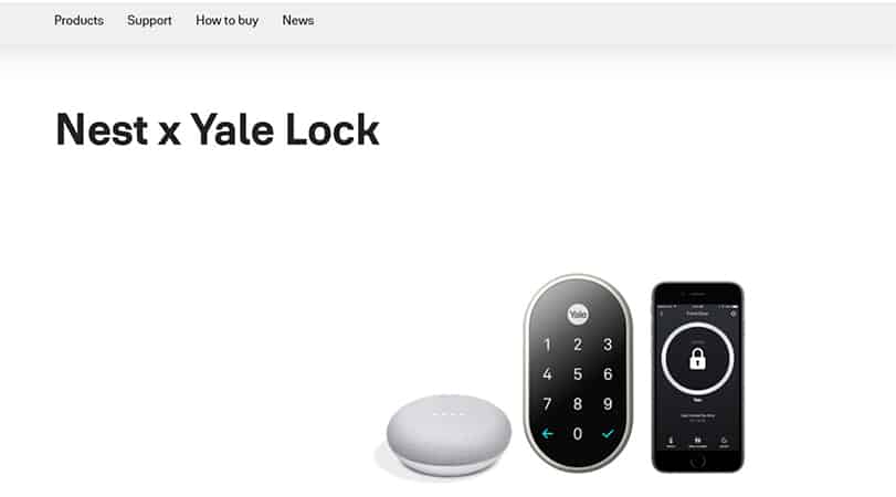an image with Nest X Yale Lock homepage 