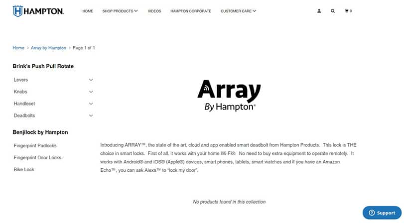 an image with Array By Hampton Connected Door Lock homepage 