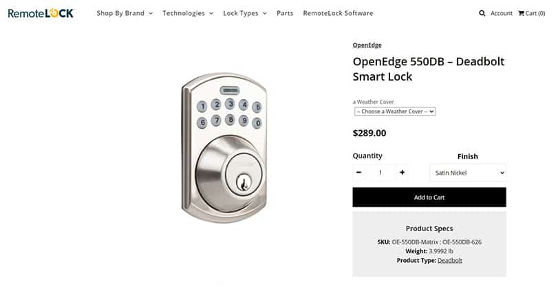 an image with RemoteLock OpenEdge RG Deadbolt homepage