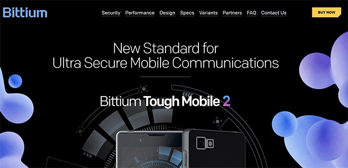 an image with  Bittium Tough Mobile 2 C homepage screenshot