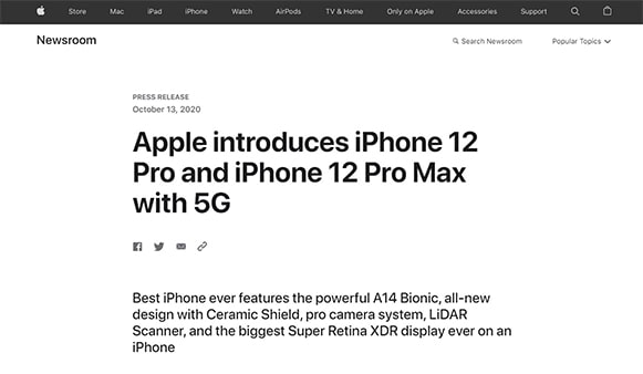 an image with Apple iPhone 12 Pro Max homepage screenshot