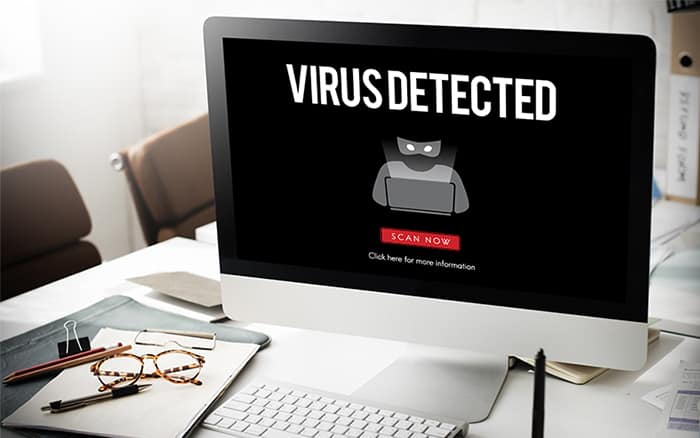 an image with Virus detected on screen