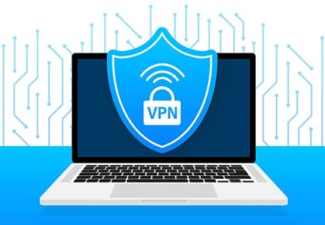 an image with vpn opened on laptop vector illustration 
