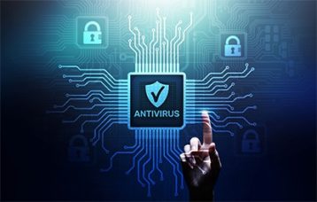 an image with antivirus Cyber protection on virtual screen 