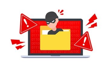an image with hacker hides in documents folder vector illustration