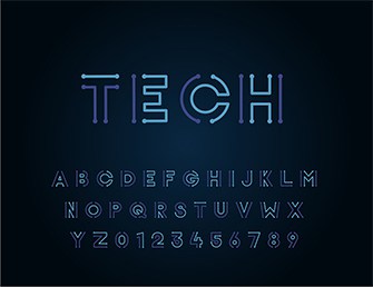 an image with tech vector font