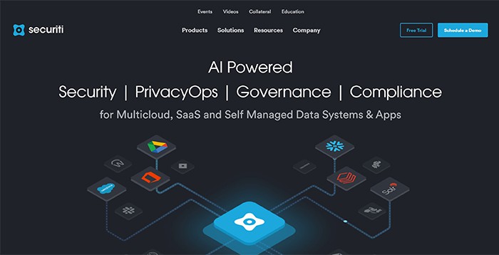 an image with securiti.ai homepage