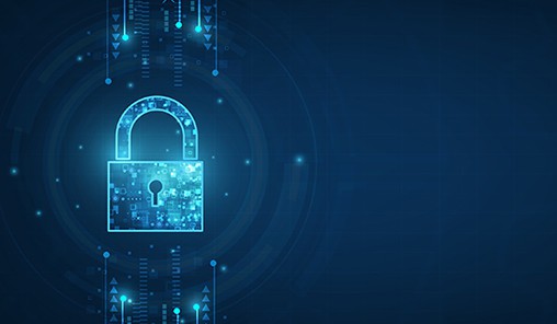an image with padlock icon on blue background