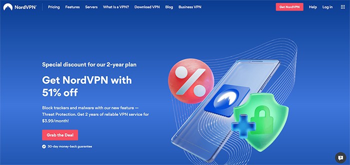 an image with NordVPN homepage screenshot