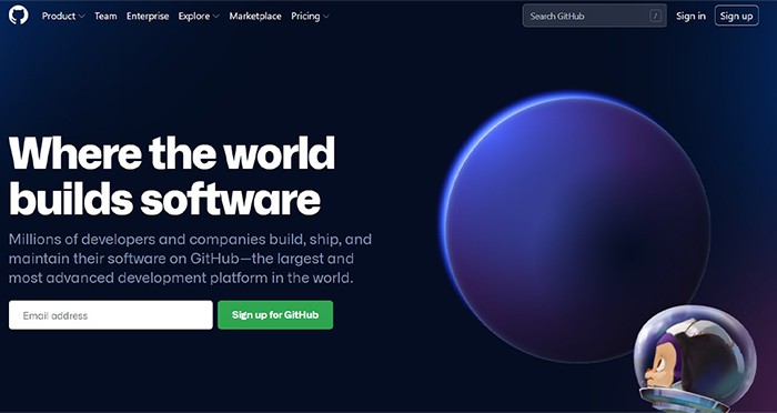 an image with GitHub homepage screenshot 