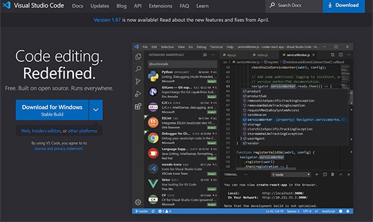 an image with Visual Studio Code homepage screenshot 