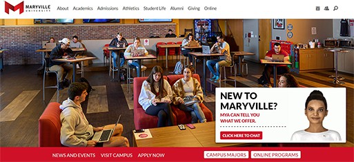 an image with Maryville University of Saint Louis homepage