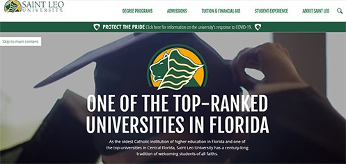 an image with Saint Leo University homepage 