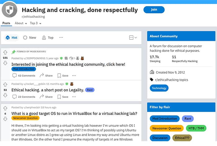 an image with r/ethicalhacking  screenshot from Reddit