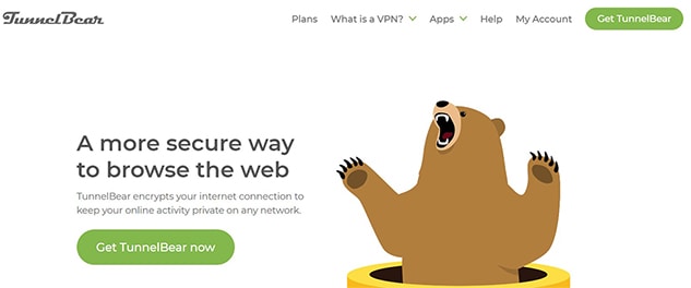 an image with TunnelBear VPN homepage screenshot