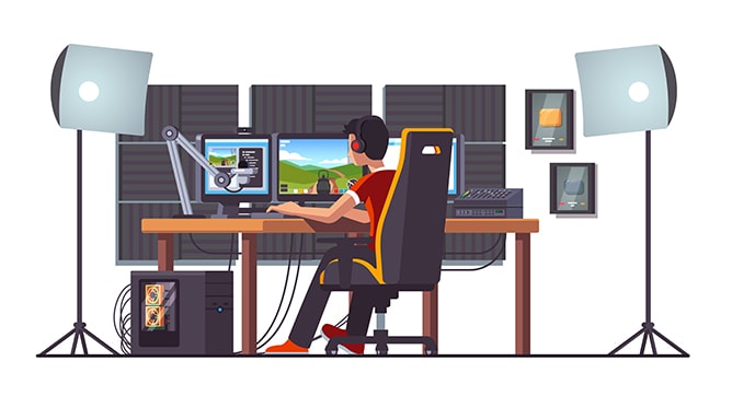 an image with pro gamer streaming, Vector illustration 