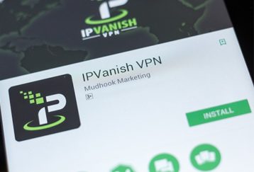 an image with IPVanish VPN app opened on PlayStore