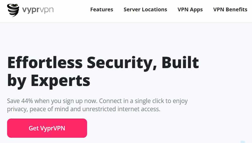 an image with VyprVPN homepage