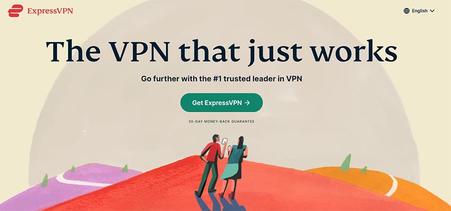 an image with ExpressVPN homepage 