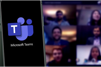 an image with Microsoft Team application opened on smartphone 