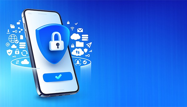 an image with Security concept on smartphone and VPN protection 