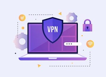 an image with laptop monitor connected with VPN . vector illustration