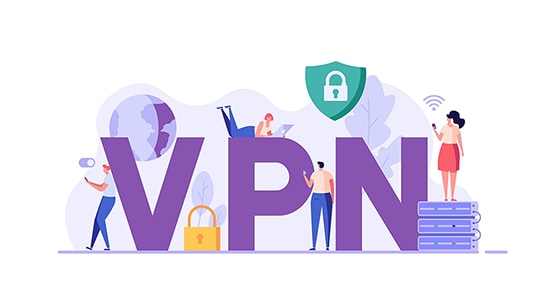 an image with people using VPN vector illustration 